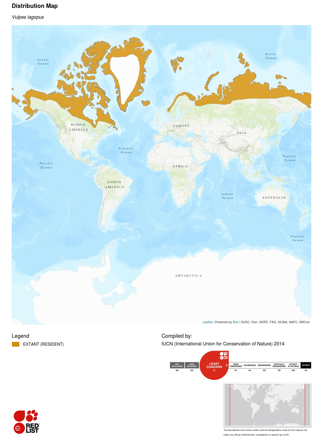 (Arctic fox range map)