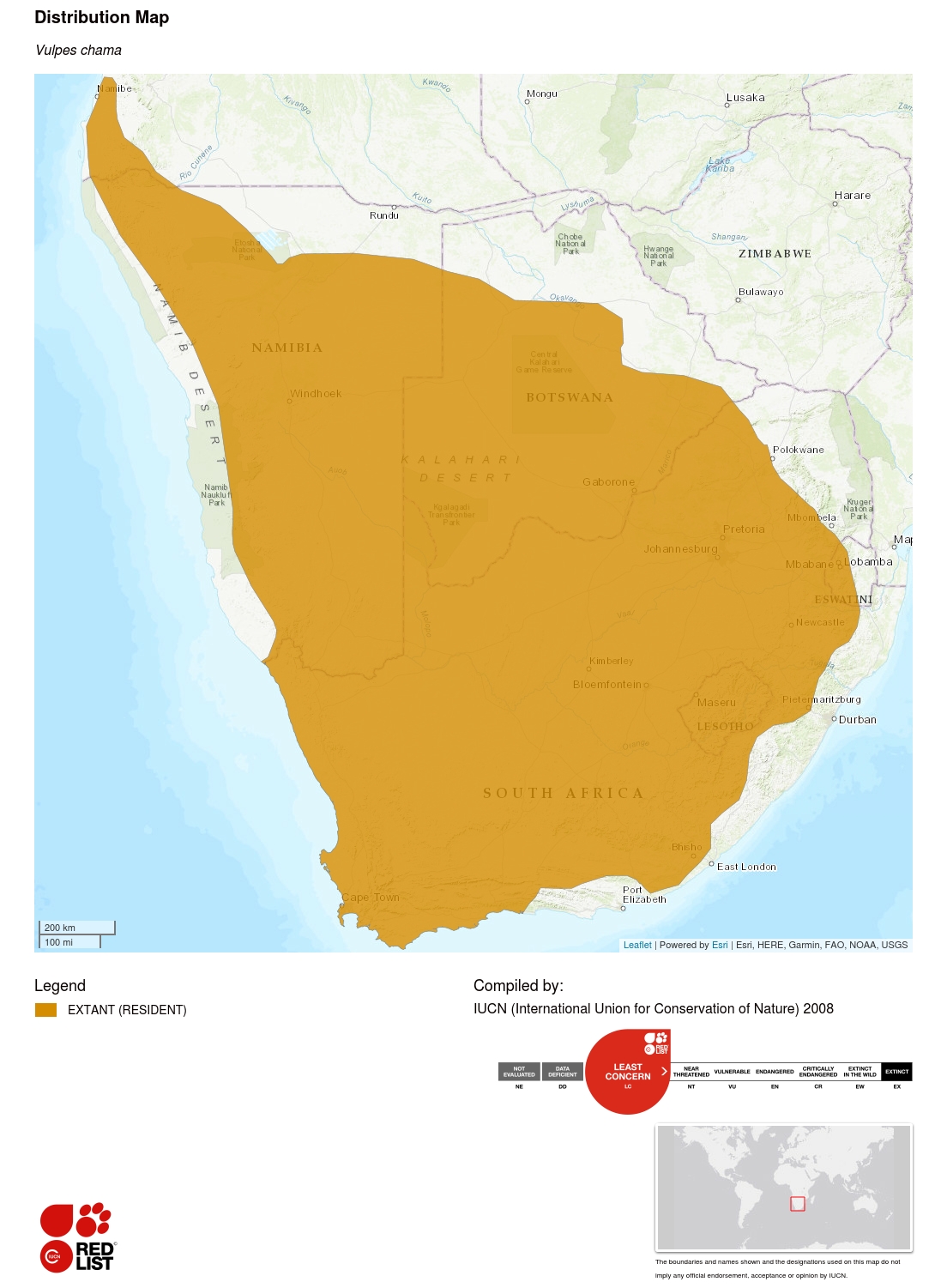 (Cape fox range map)