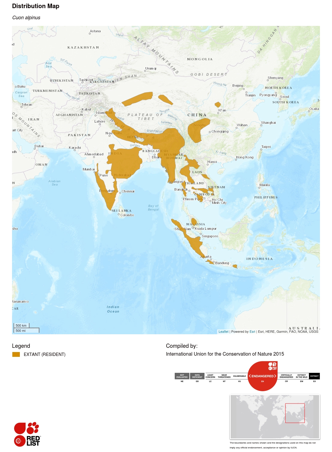 (Dhole range map)