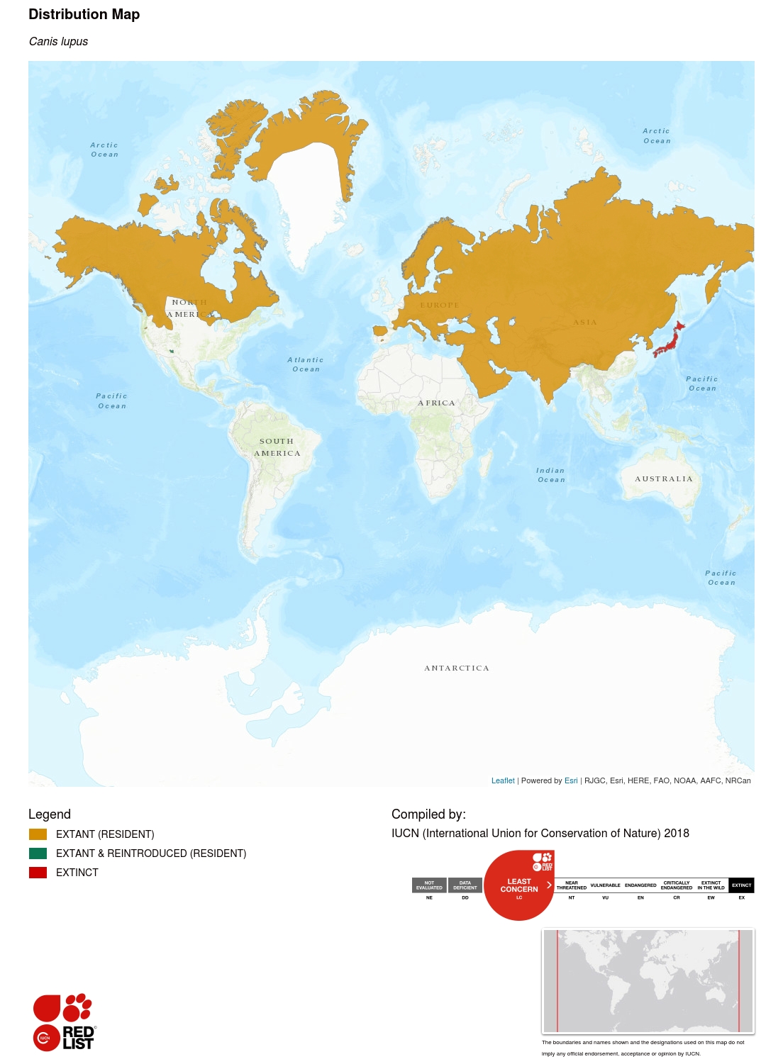 (Grey wolf range map)