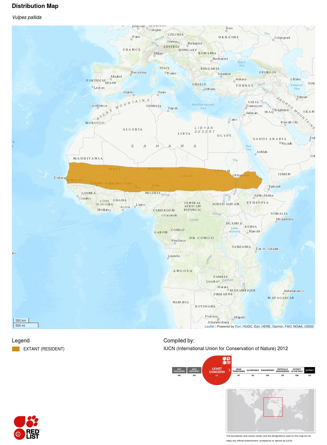 (Pale fox range map)