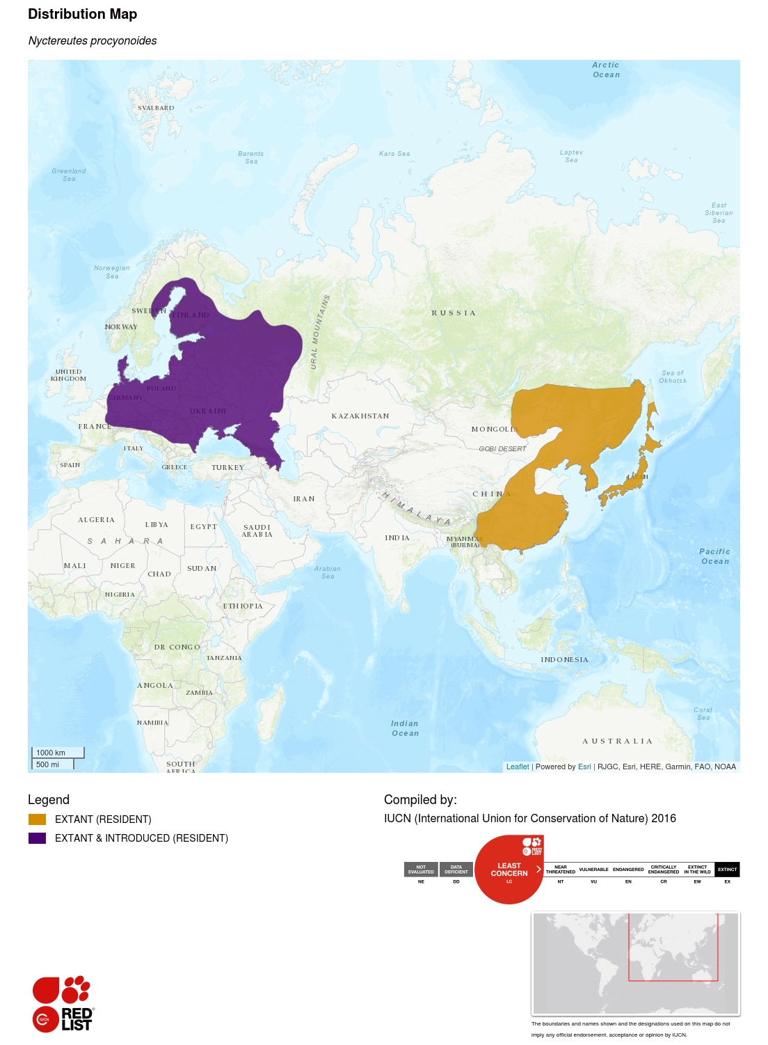 (Raccoon dog range map)