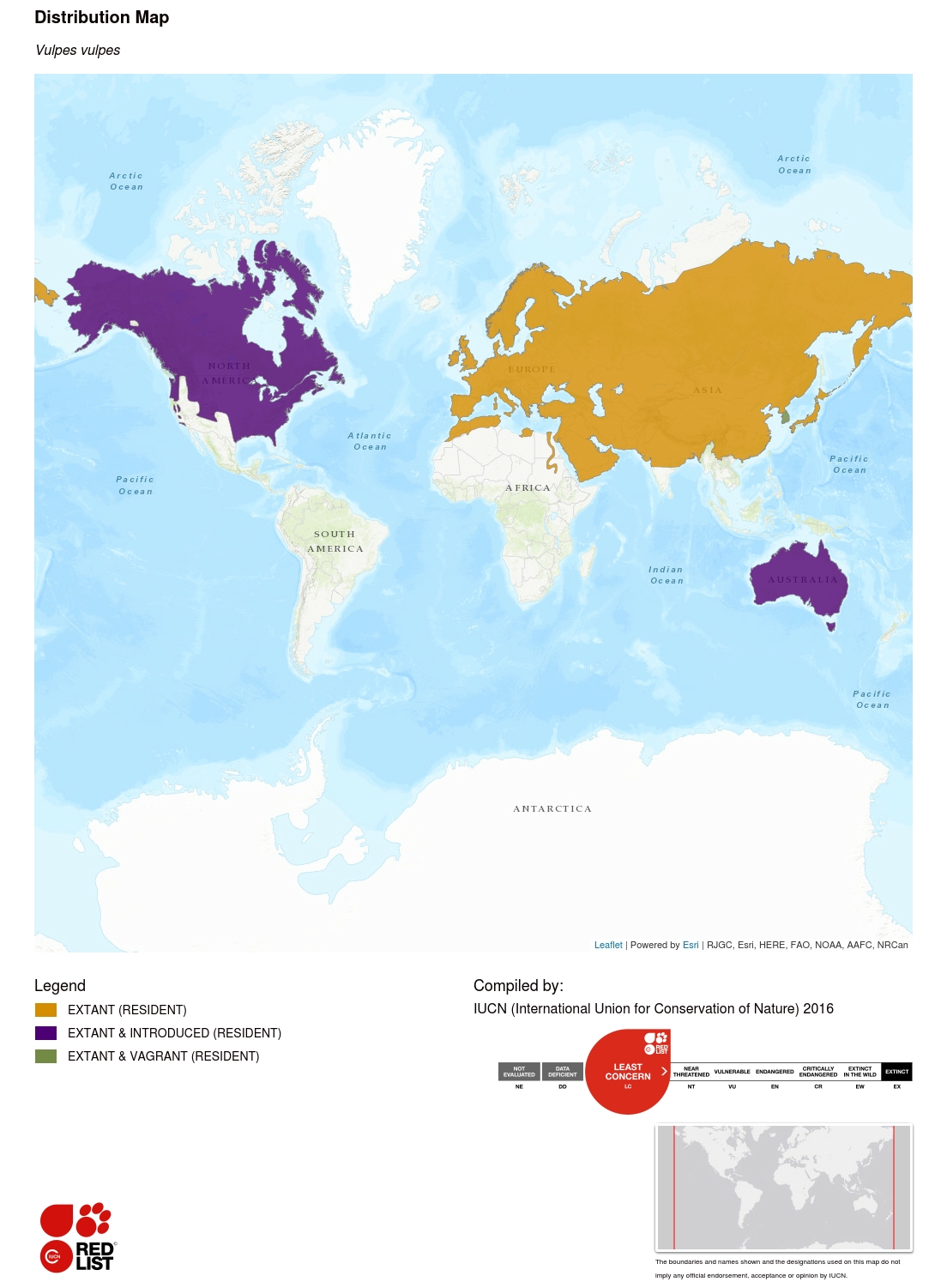 (Red fox range map)